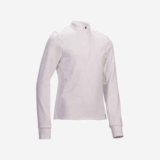
      Kids' Horse Riding Long-Sleeved Warm Competition Polo 500 - White
  