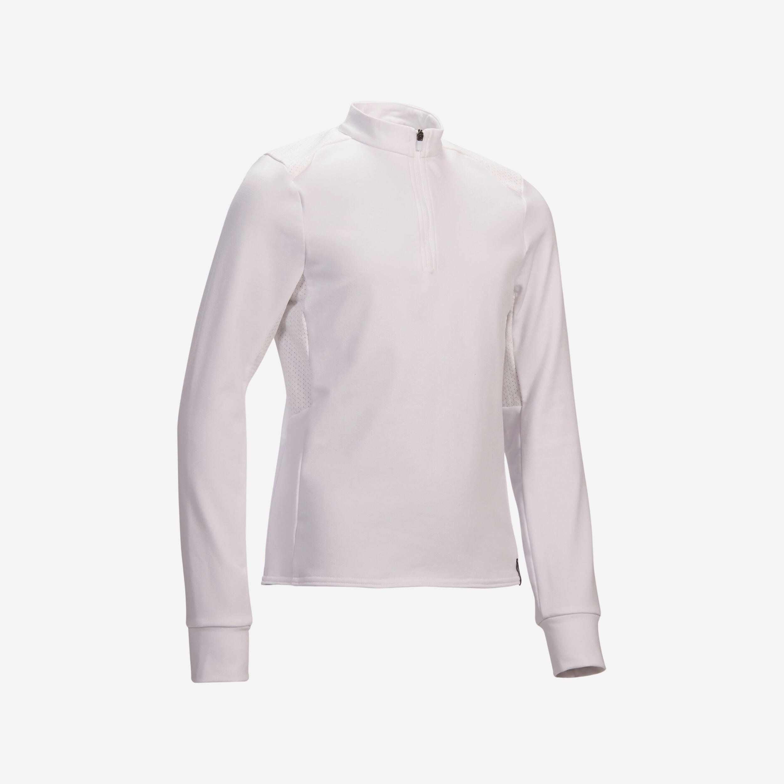 FOUGANZA Kids' Horse Riding Long-Sleeved Warm Competition Polo 500 - White