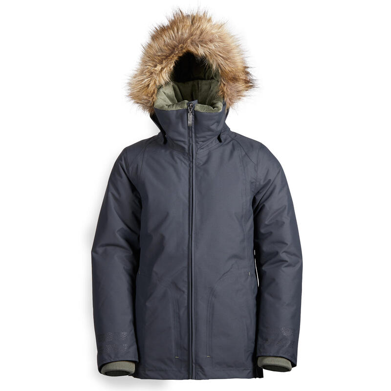 Winter-Reitparka 500 wasserdicht Kinder grau/kaki