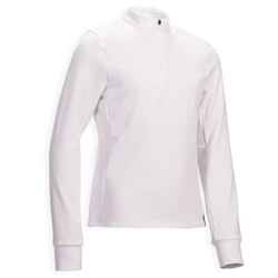 500 Comp Kids' Horse Riding Long-Sleeved Warm Competition Polo Shirt - White