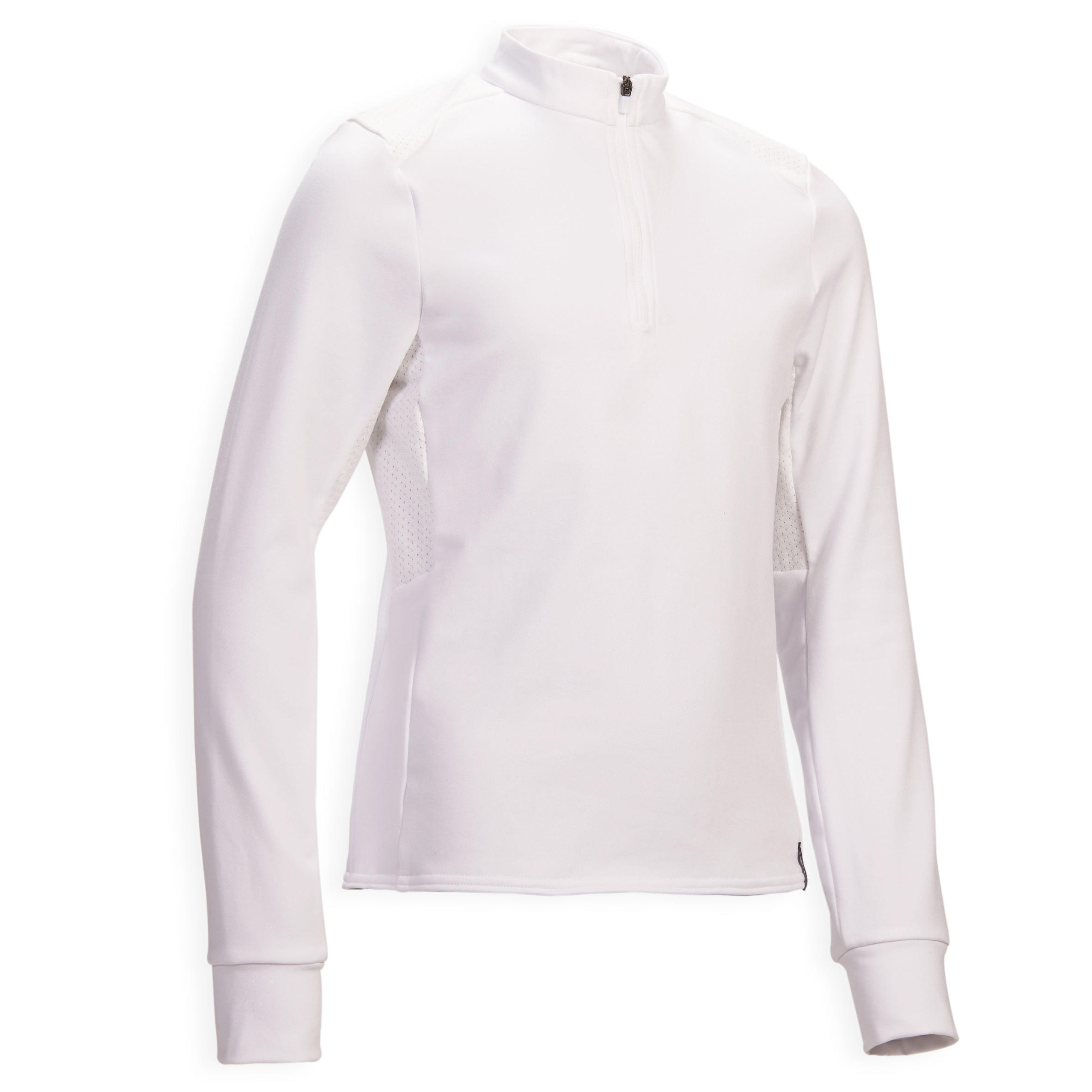 FOUGANZA Kids' Horse Riding Long-Sleeved Warm Competition Polo 500 - White