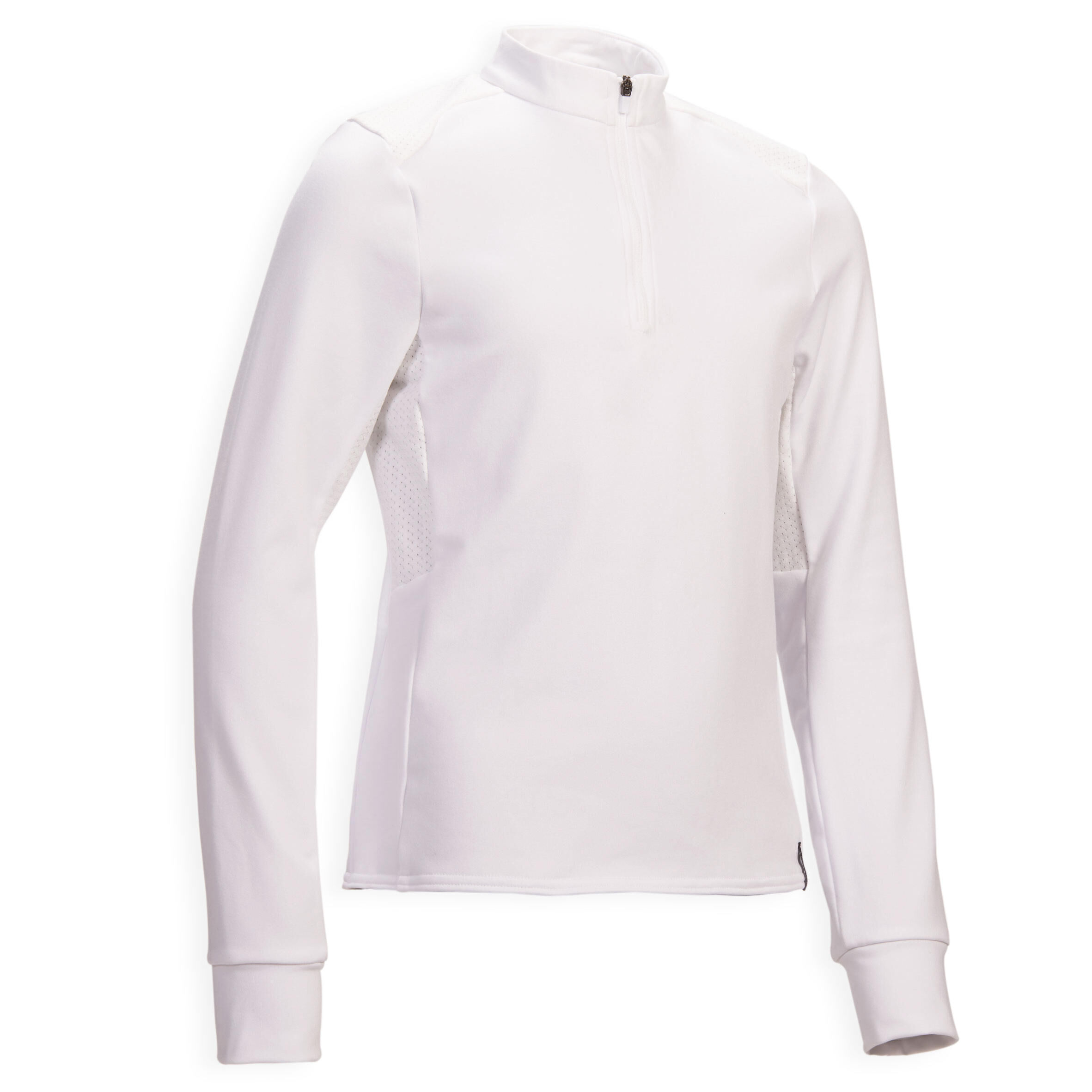 FOUGANZA Kids' Horse Riding Long-Sleeved Warm Competition Polo 500 - White