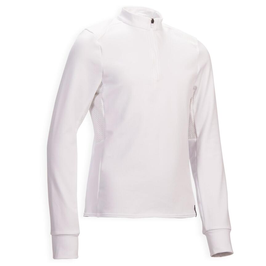 500 Comp Kids' Horse Riding Long-Sleeved Warm Competition Polo Shirt ...