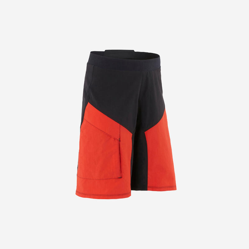 MTB short kind 500 zwart/rood