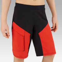 500 Kids' Mountain Bike Shorts - Black/Red