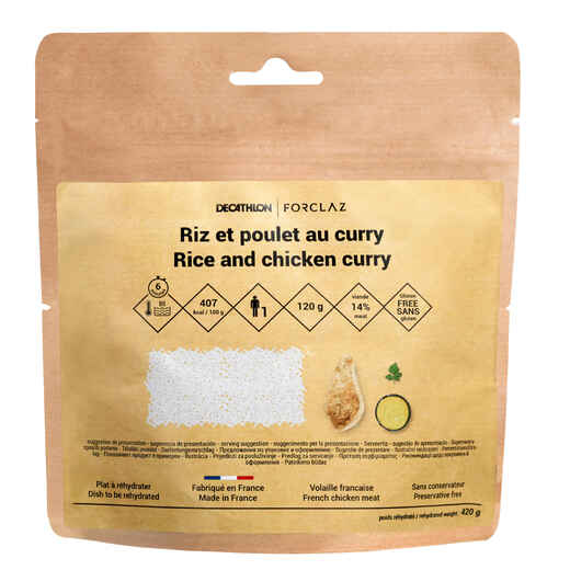 Trekkingnahrung Hähnchencurry mit Reis glutenfrei gefriergetrocknet 120 g 