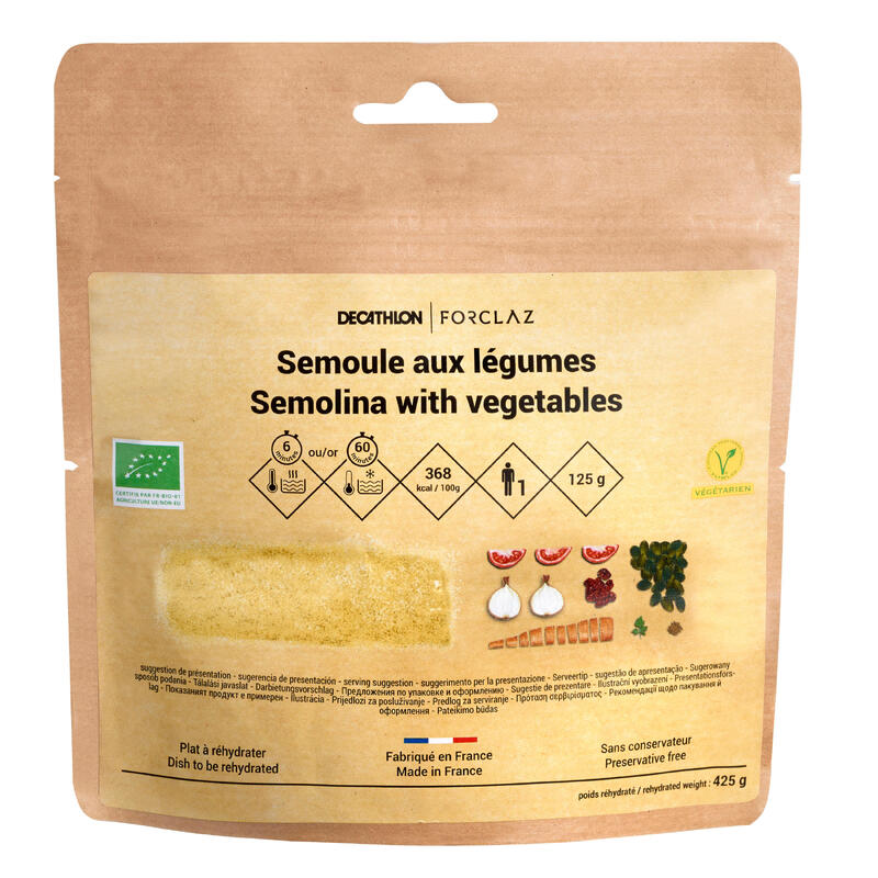 Repas déshydraté trekking semoule légumes BIO végétarien 125 g
