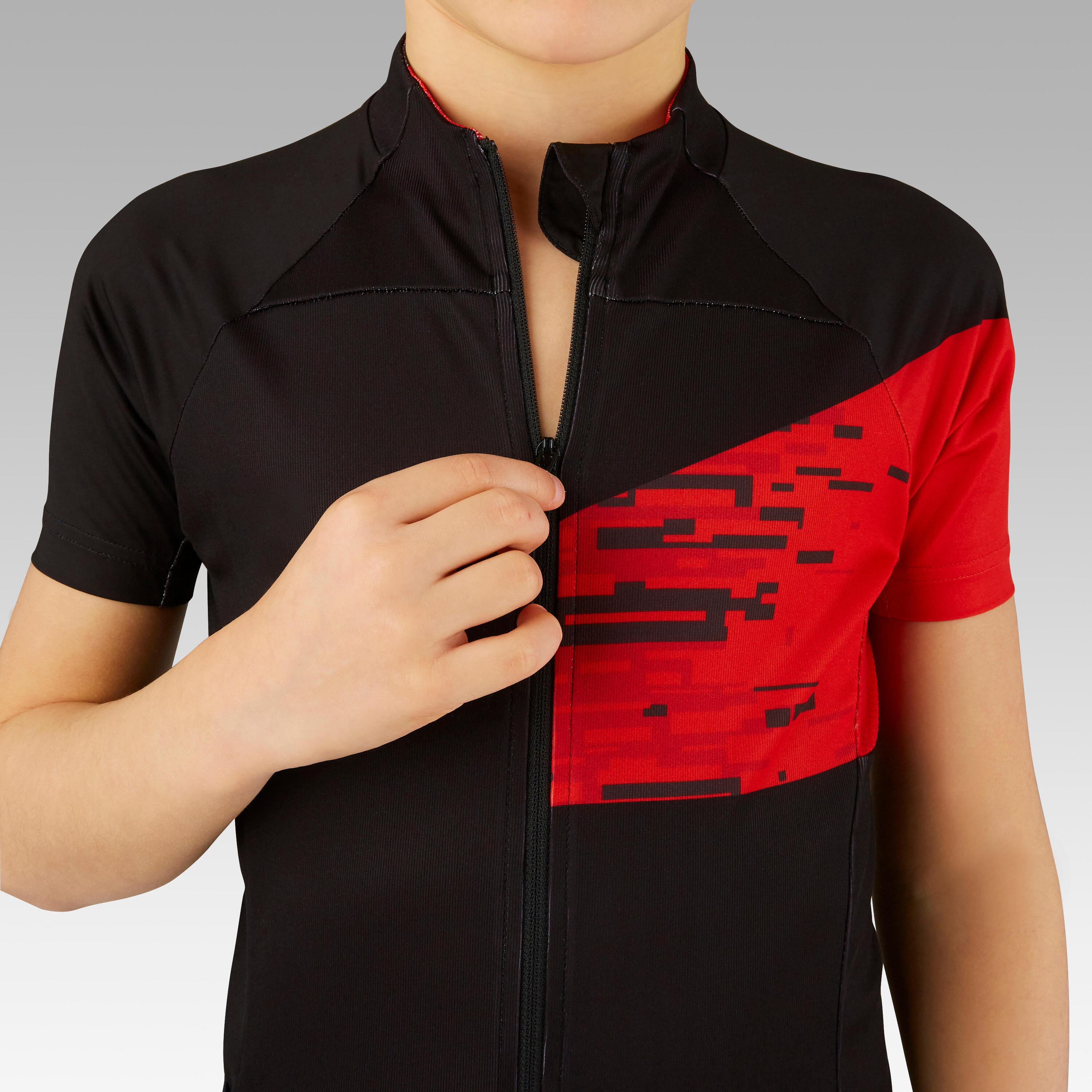 900 Kids' Short-Sleeved Cycling Jersey - Black/Red 3/17