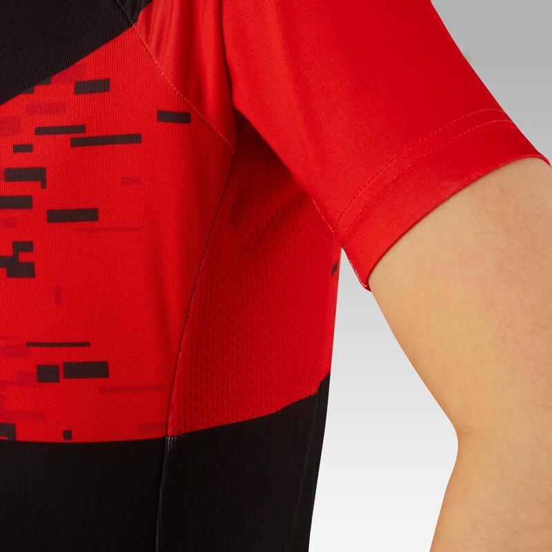 Maillot manches courtes vélo enfant 900 Noir rouge