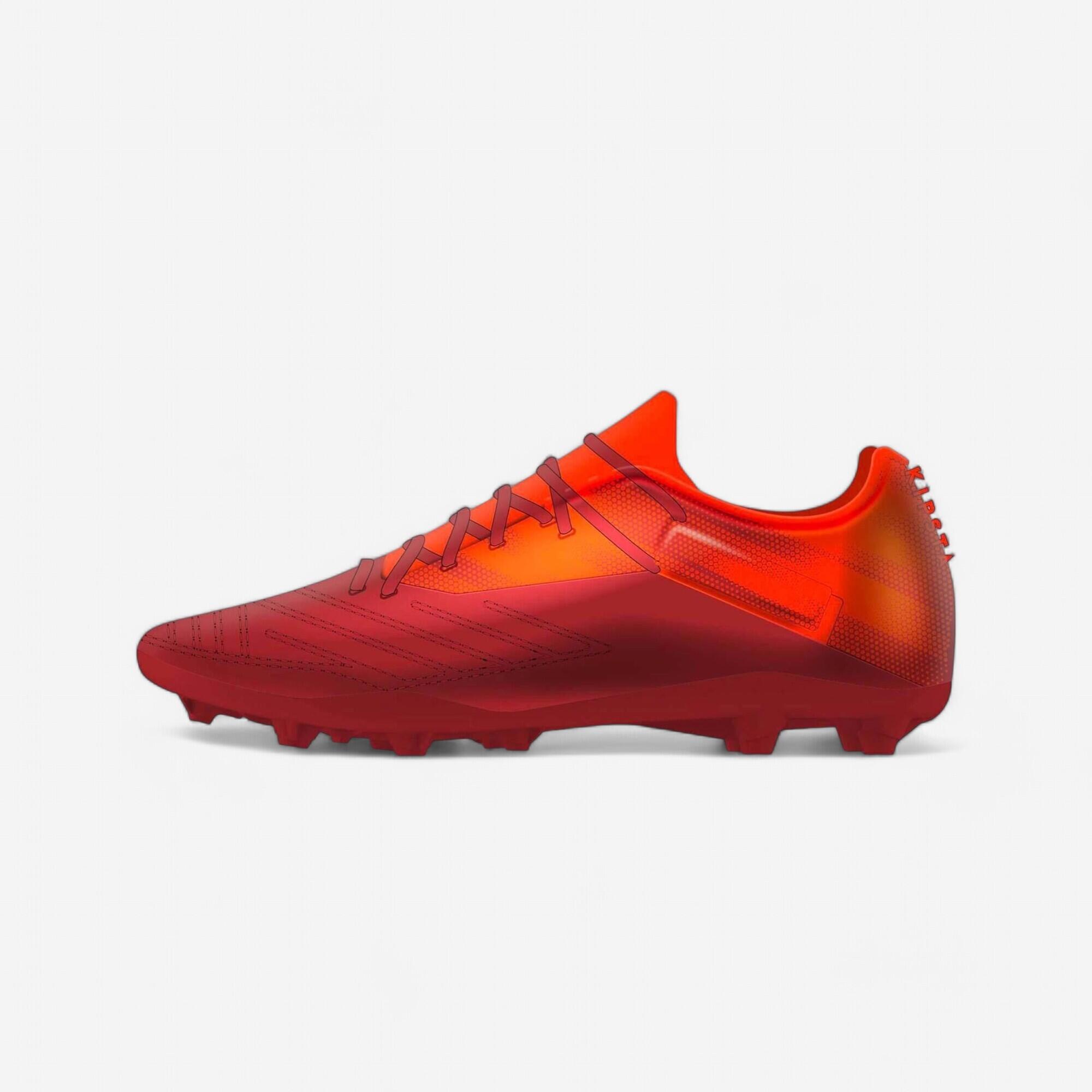 Kids Rip Tab Firm Ground Football Boots Agility 140 FG Burgundy Orange