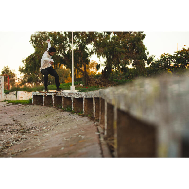 PLANCHE DE SKATE EN ERABLE DK100 TAILLE 8.25" COULEUR BOIS ET BLEU.