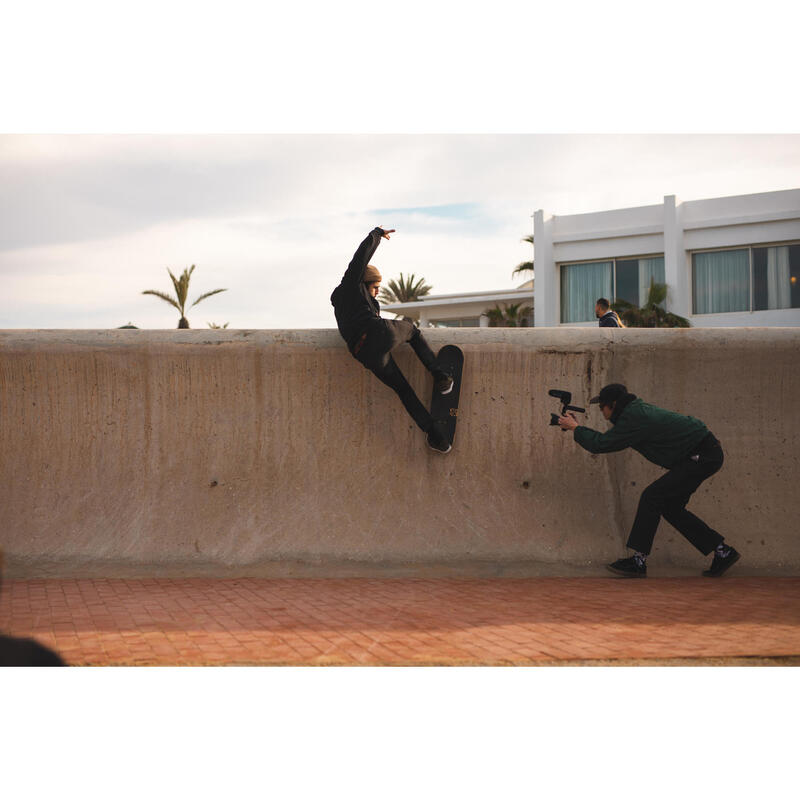 PLANCHE DE SKATE EN ERABLE DK100 TAILLE 8.25" COULEUR BOIS ET BLEU.