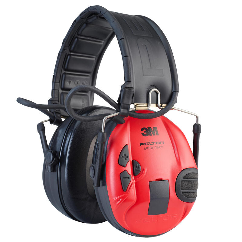 Protetor Auricular Eletrónico Antirruído Tiro/Caça Peltor SportTac PretoVermelho