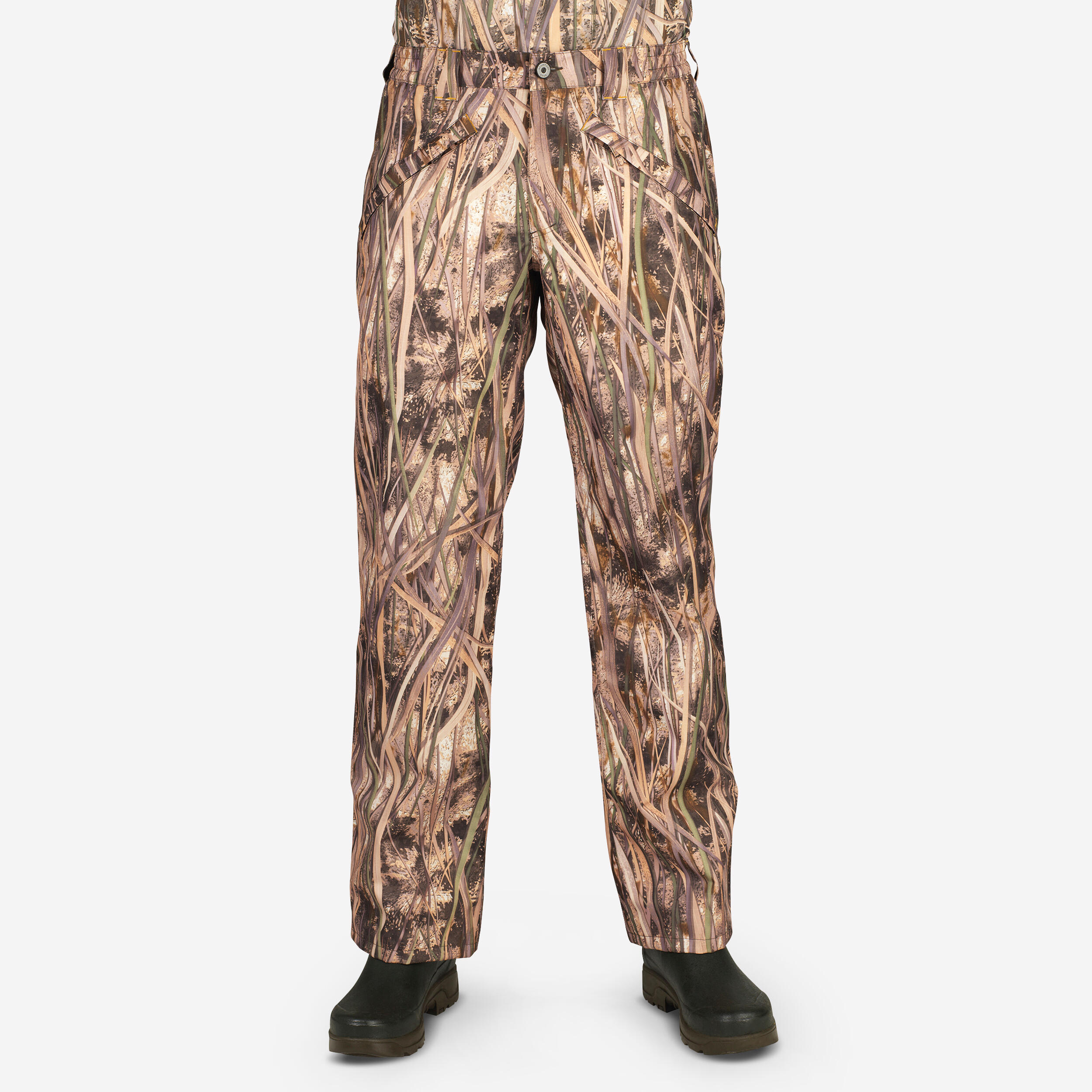 Pantalon De Caza Hombre Solognac 100 Impermeable Cortavientos Camuflaje Marismas Decathlon