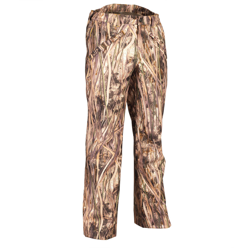 100 Waterproof Country Sport Trousers - Wetlands Camo