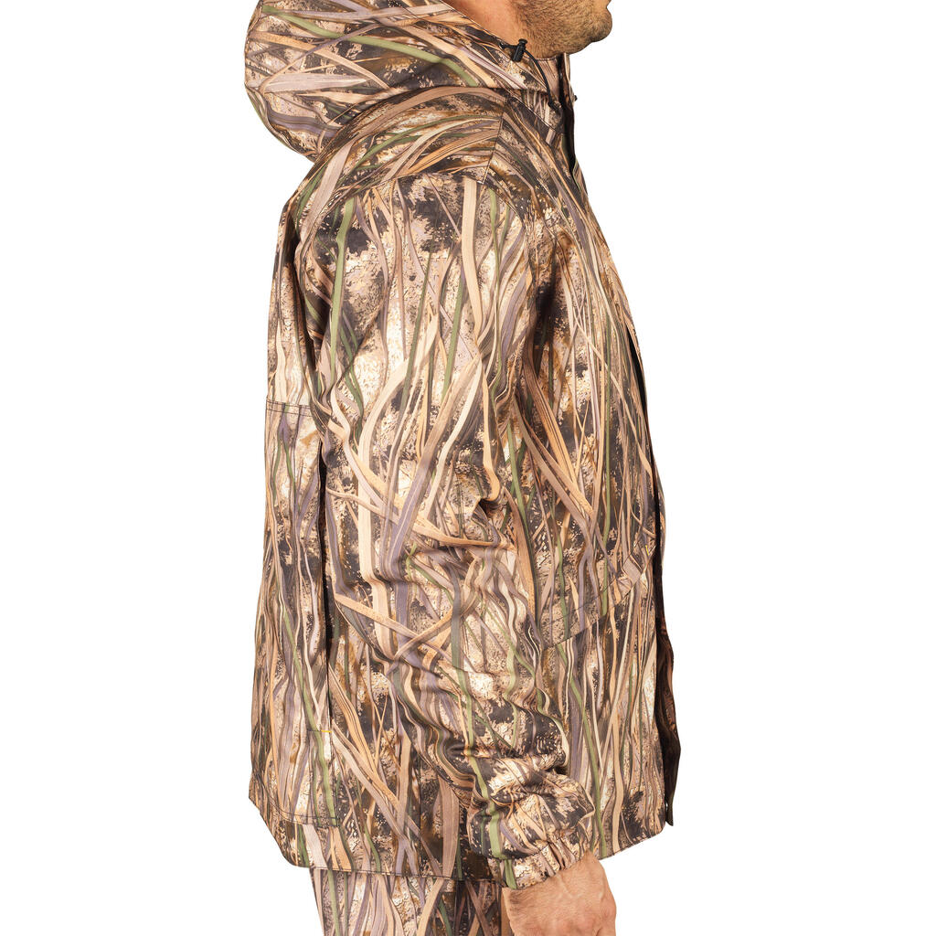 100 Warm Waterproof Hunting Jacket - Wetlands Camo