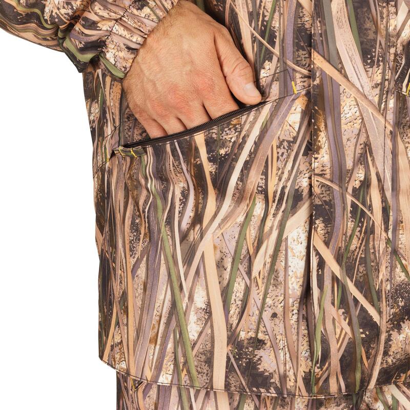 Veste chasse chaude et coupe-vent 100 camouflage marais