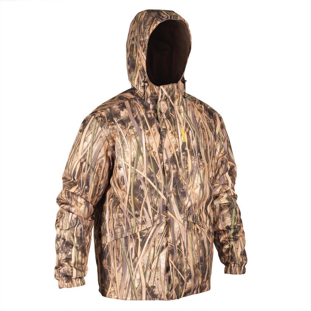 100 Warm Waterproof Hunting Jacket - Wetlands Camo