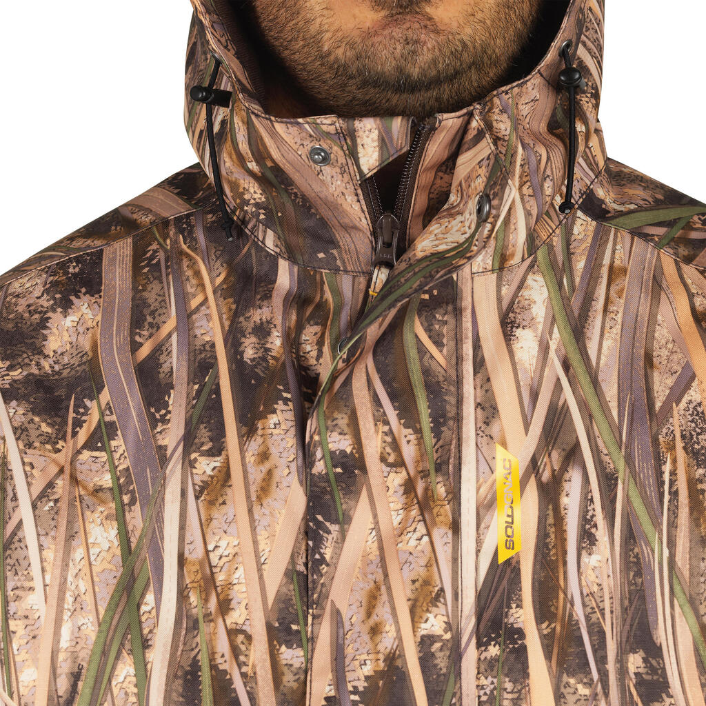 100 Warm Waterproof Hunting Jacket - Wetlands Camo