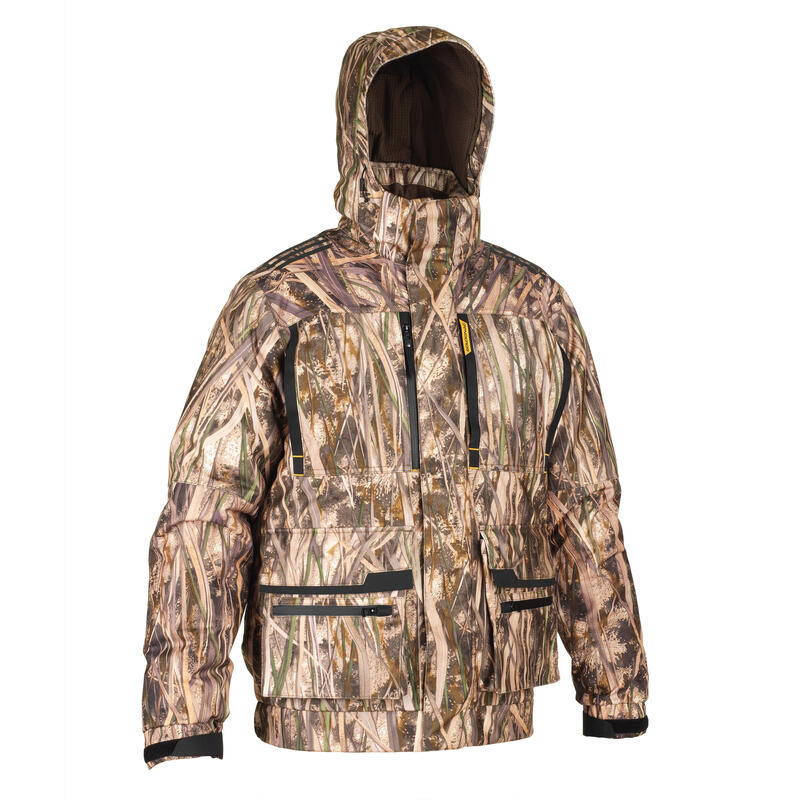 Chaqueta Caza Solognac 900 Hombre 3 en 1 Camuflaje Marismas Impermeable Calida
