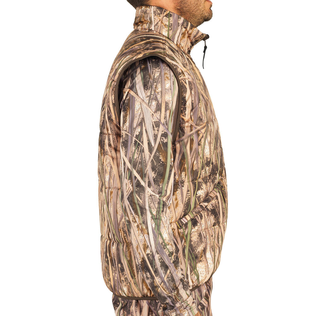 Hrejivá poľovnícka bunda 900 3 v 1 s močiarnym maskovaním