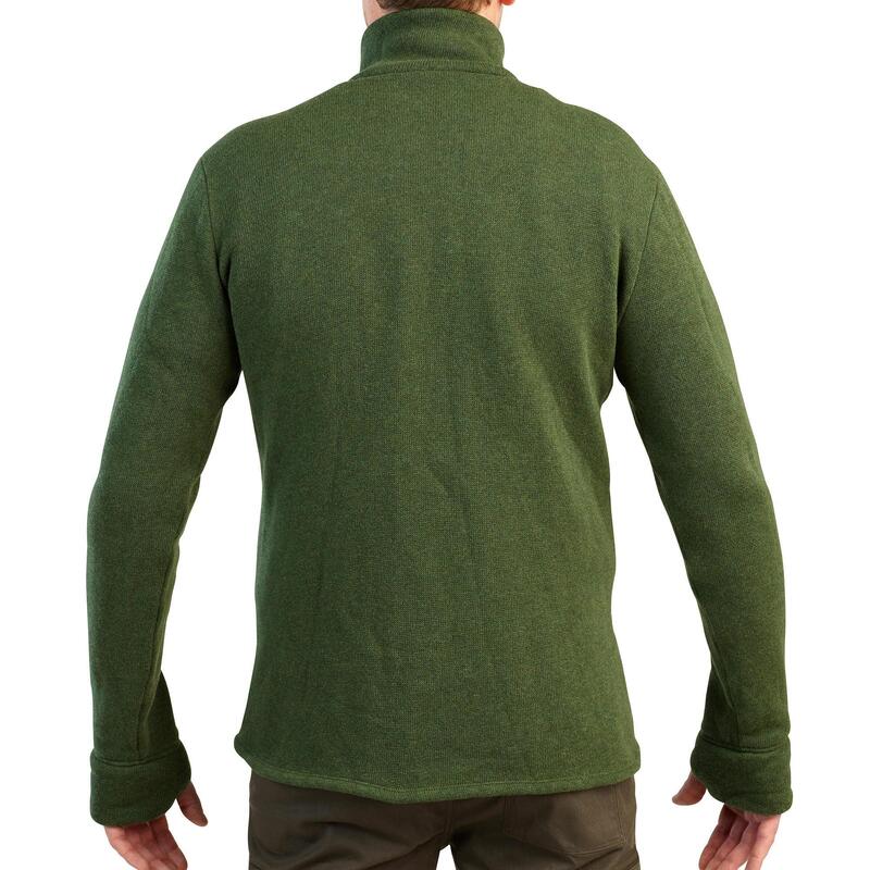 Gyapjú pulóver vadászathoz 900-as, hőtartó, légáteresztő, nem kelt zajt, zöld 