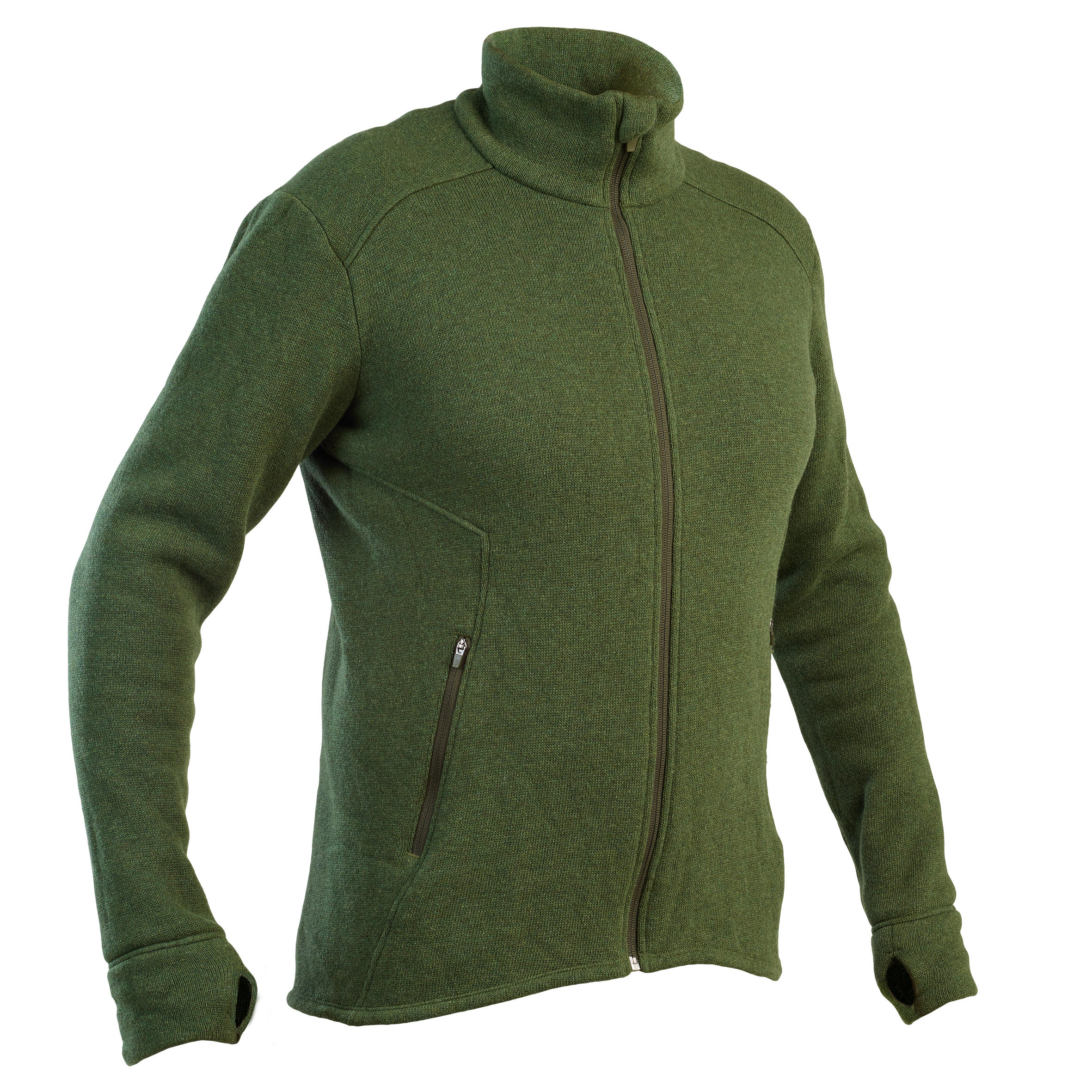 Warm breathable silent wool hunting jacket 900 - green 1/3