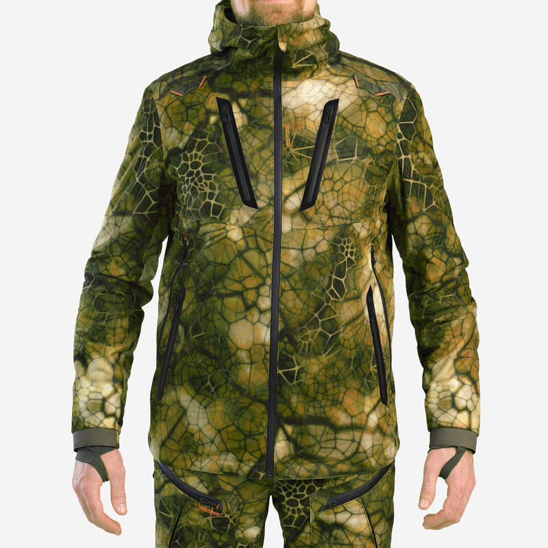 Jagd-Regenjacke FURTIV 900 geräuscharm warm camouflage