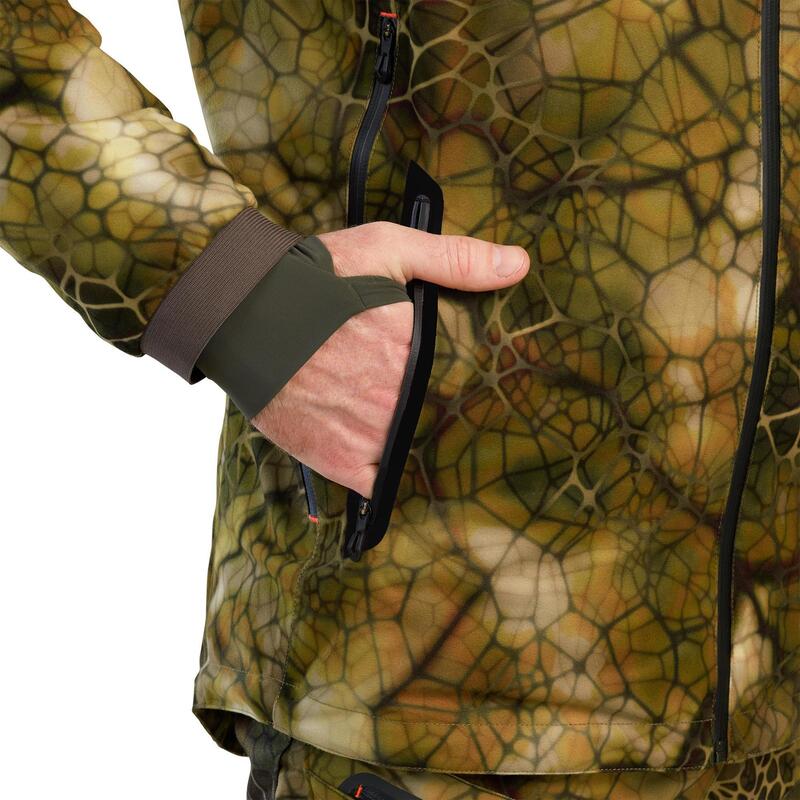 Jagd-Regenjacke FURTIV 900 geräuscharm warm camouflage