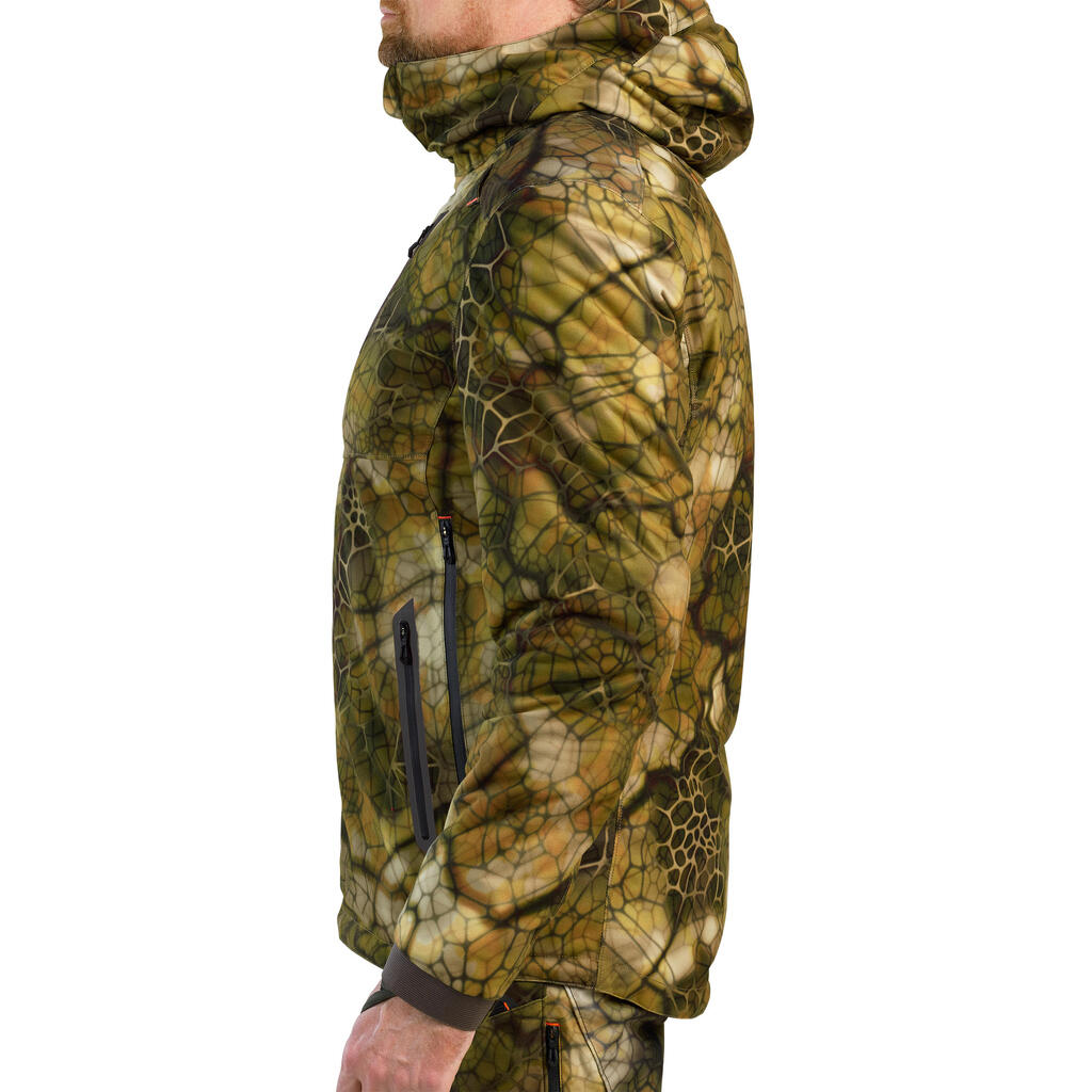 Hrejivá, nepremokavá a nehlučná poľovnícka bunda 900 maskovanie Treemetic