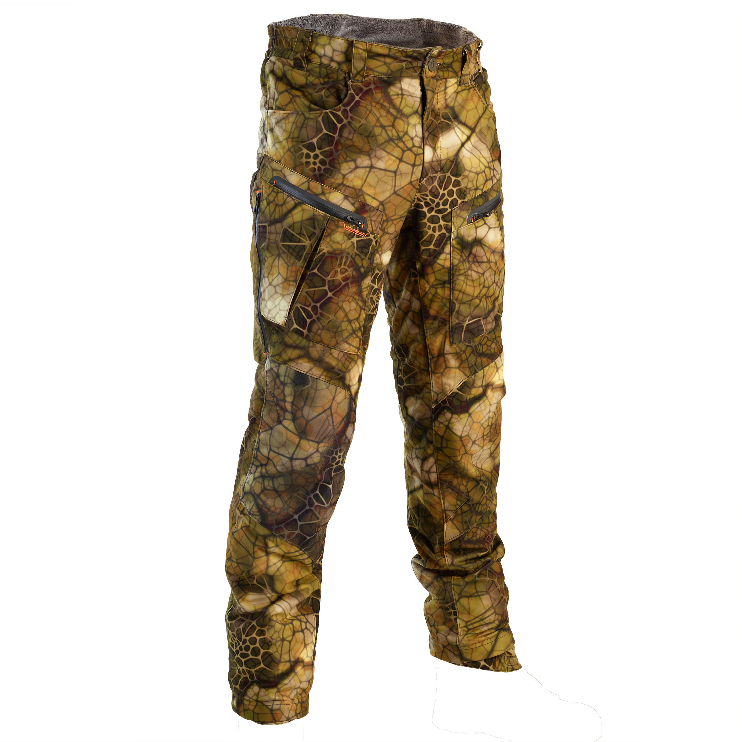 HUNTING BREATHABLE SILENT COTTON TROUSERS 100 TREEMETIC CAMOUFLAGE SOLOGNAC  | Decathlon