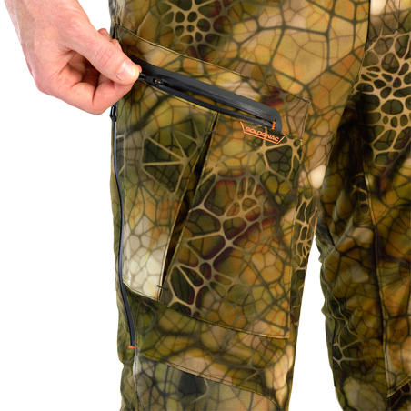 Hunting Silent Warm Waterproof Trousers 900 - Furtiv Camouflage