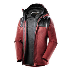 Abrigo Chaqueta Montaña y Trekking viaje Forclaz TRAVEL100 3en1 Hombre rojo