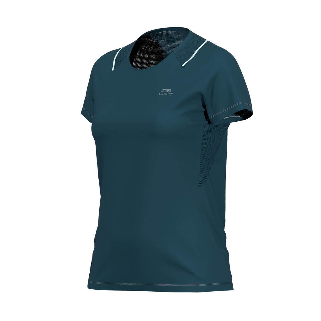 T-SHIRT DE RUNNING FEMME RUN DRY+ VERT