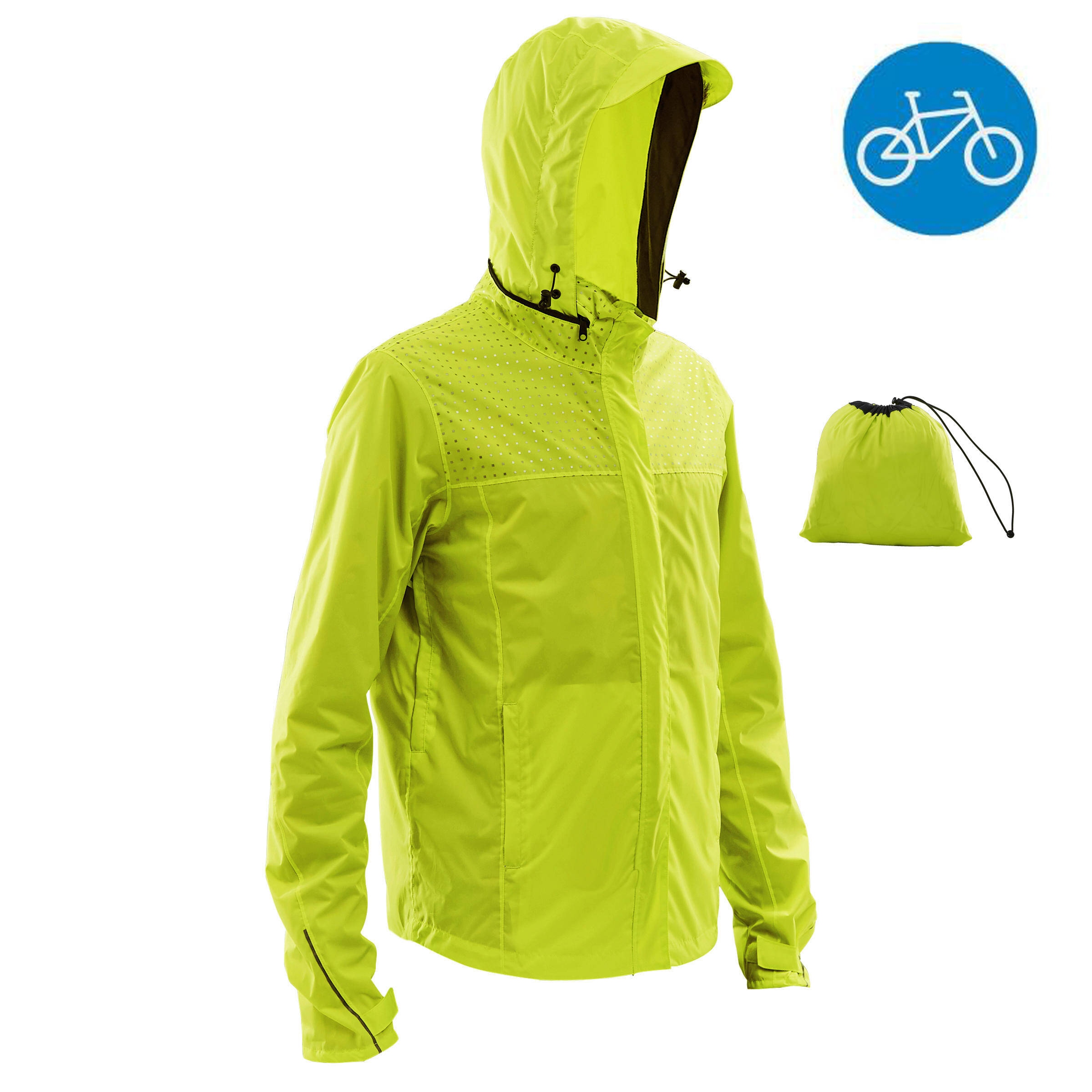 100 Cycling Rain Jacket - Neon Yellow -  2