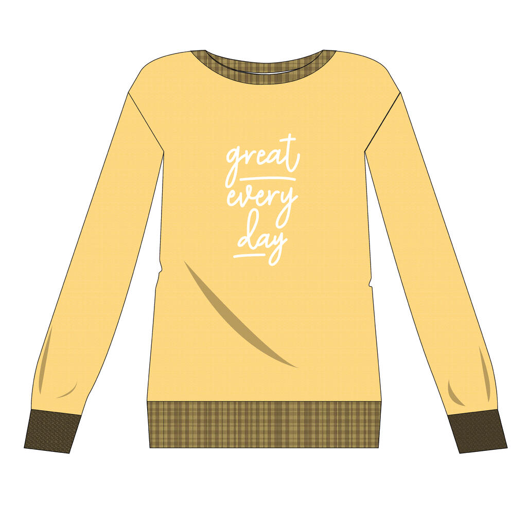 Sweatshirt Rundhals Fitness Damen gelb 