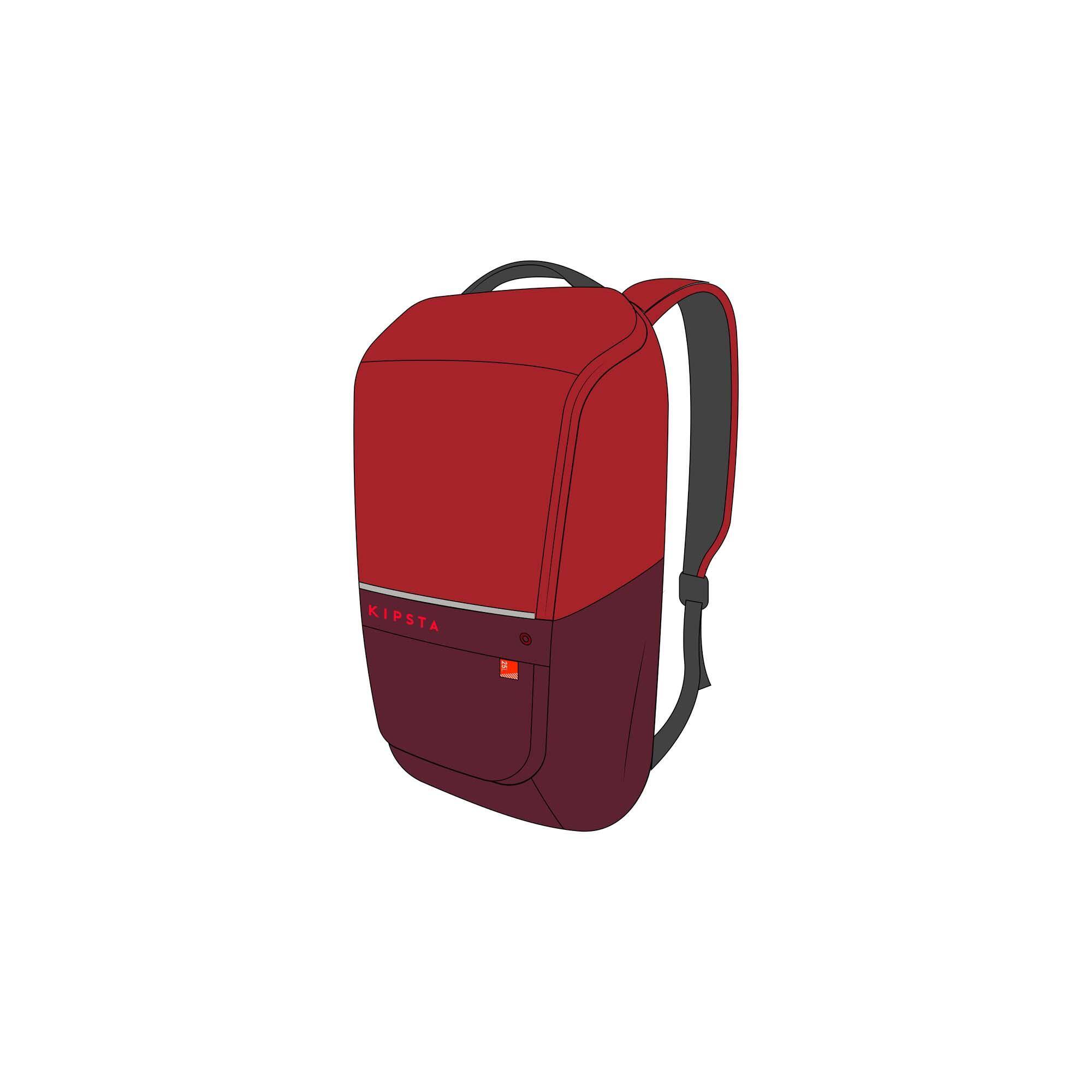Sports Backpack 25L with Laptop Pocket  - Burgundy Red -  1