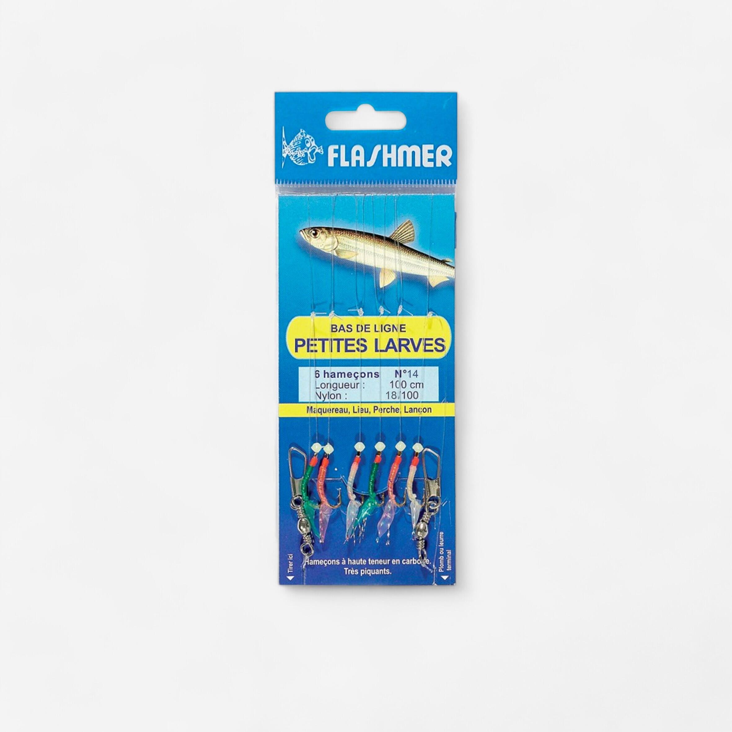 Fine fishing feather rig 6 x N°6 hooks sea fishing leader FLASHMER