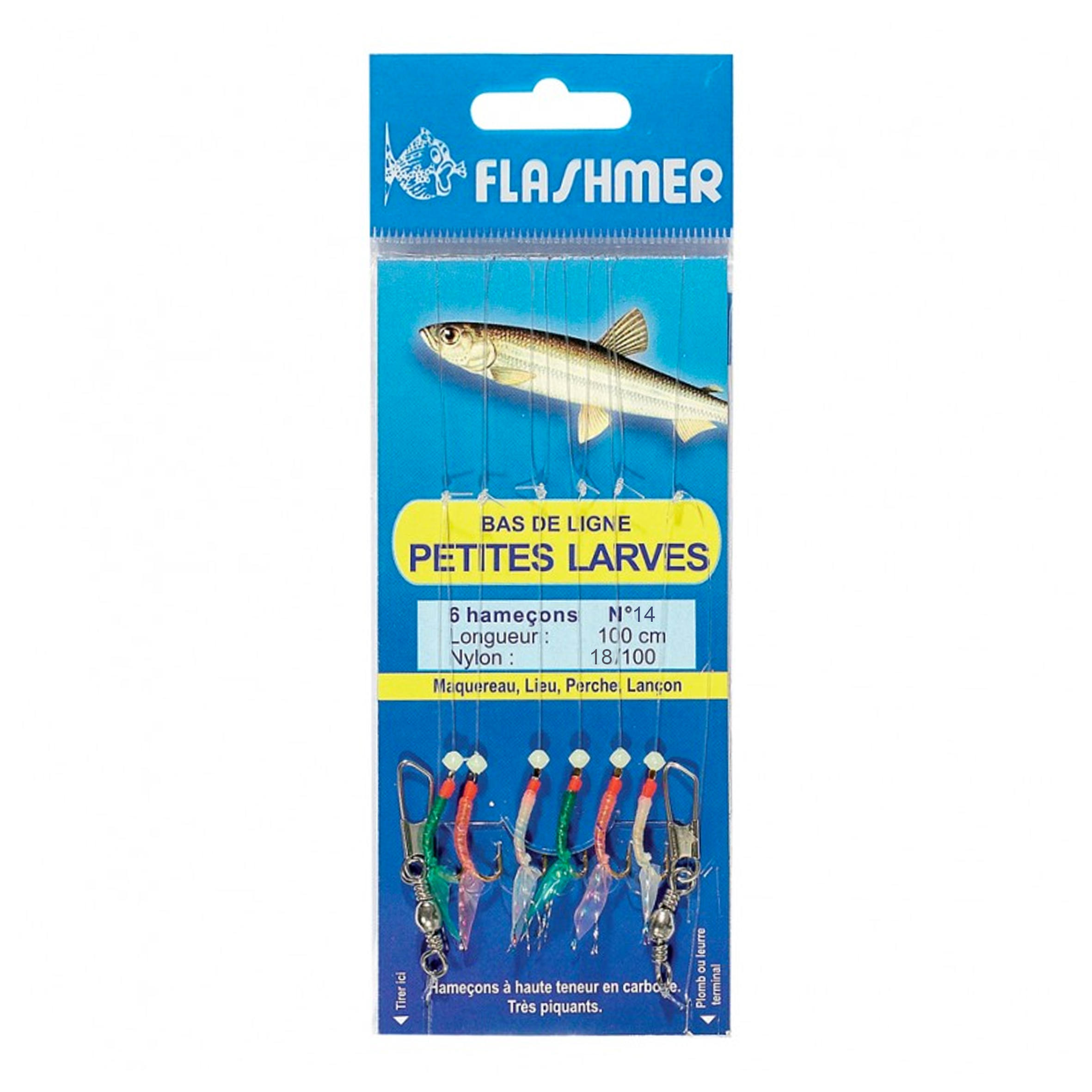 FLASHMER Sea Fishing Leader Small Larvae 6 N°14 Hooks
