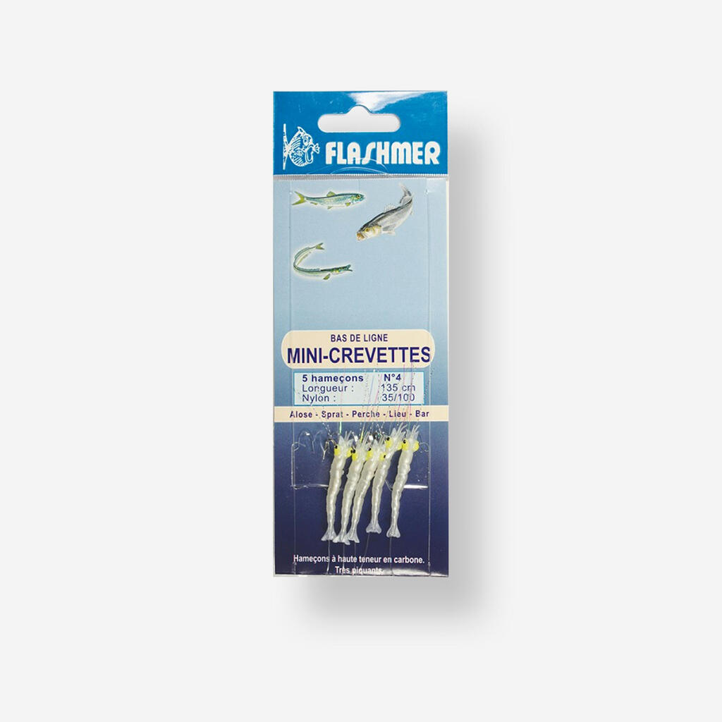 Sea Fishing Mini Prawn Leaders N°4 Hooks x5