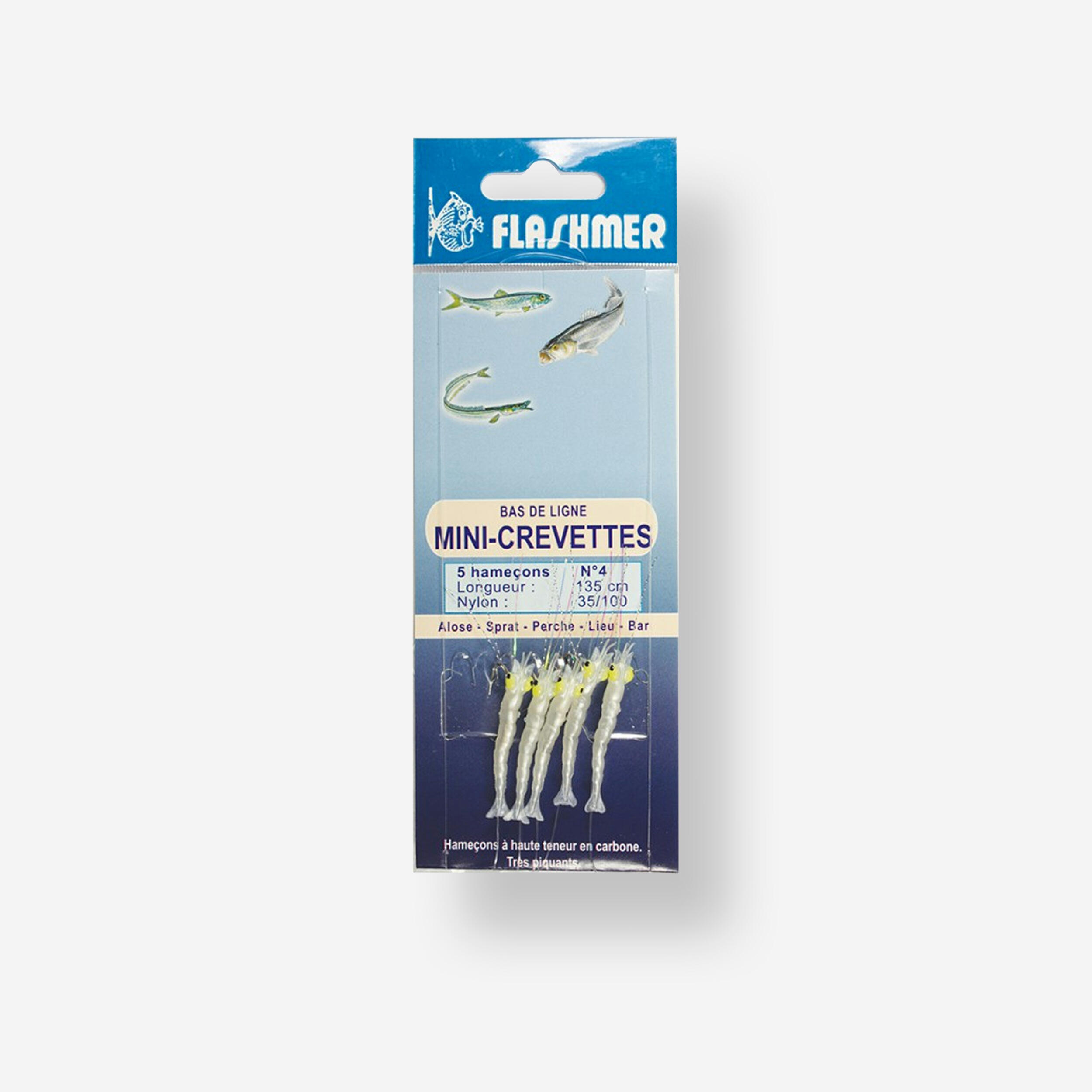 FLASHMER Sea Fishing Mini Prawn Leaders N°4 Hooks x5