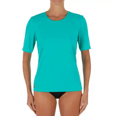WATER T-SHIRT anti-UV short sleeve women's turquoise