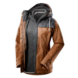 Abrigo Chaqueta Montaña y Trekking viaje Forclaz TRAVEL100 3en1 mujer camel