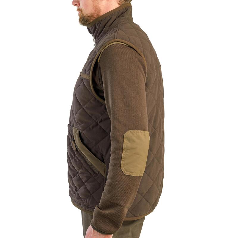 Gilet chasse matelassé silencieux marron 500.