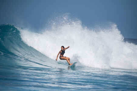 WOMEN'S SURFING CROP TOP SWIMSUIT TOP WITH BACK ZIP CARLA FOAMY