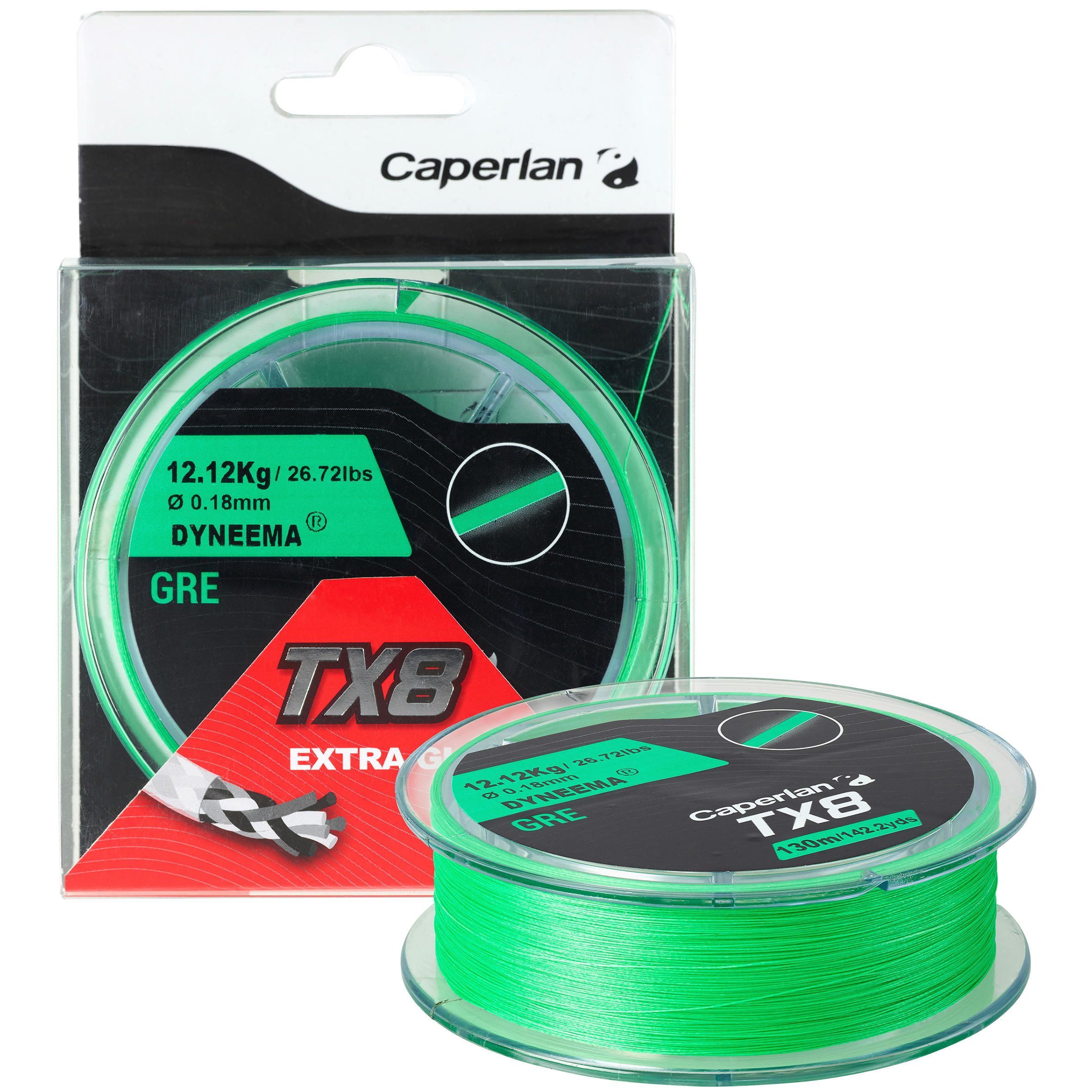 TRESSE DE PÊCHE AUX LEURRES TX8 VERTE 130 M - Caperlan