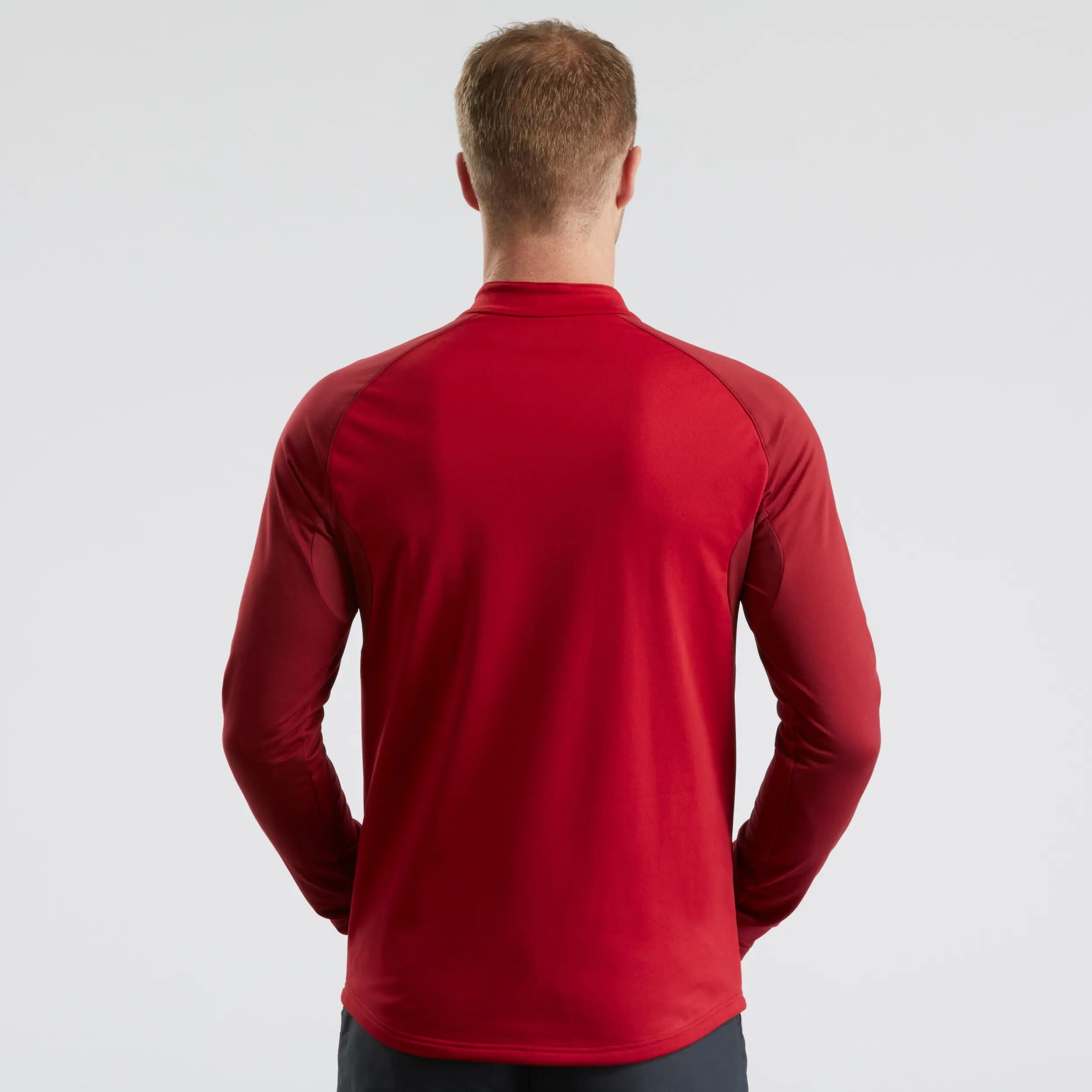 Men's warm long-sleeved snow hiking T-shirt SH100 - red. 3/8