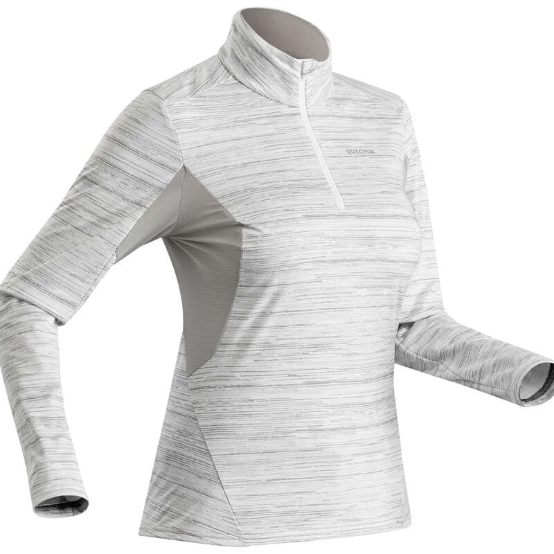 WOMEN SNOW HIKING WARM PANTS & FLEECES - WOMEN'S SH500 WARM WHITE LS TS QUECHUA