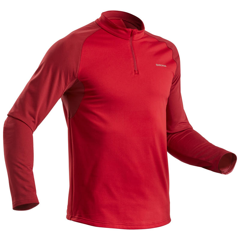 Camiseta de manga larga de senderismo nieve hombre SH100 warm rojo. Camiseta de manga larga de senderismo nieve hombre SH100 warm rojo.