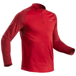 Tee-Shirt de randonnée neige homme manches longue SH100 warm rouge.